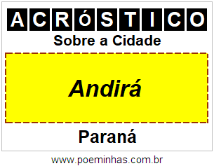 Acróstico Para Imprimir Sobre a Cidade Andirá