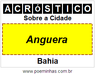 Acróstico Para Imprimir Sobre a Cidade Anguera