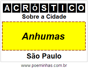 Acróstico Para Imprimir Sobre a Cidade Anhumas