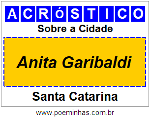 Acróstico Para Imprimir Sobre a Cidade Anita Garibaldi