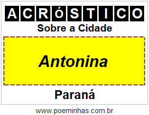 Acróstico Para Imprimir Sobre a Cidade Antonina