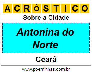 Acróstico Para Imprimir Sobre a Cidade Antonina do Norte