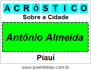 Acróstico Para Imprimir Sobre a Cidade Antônio Almeida