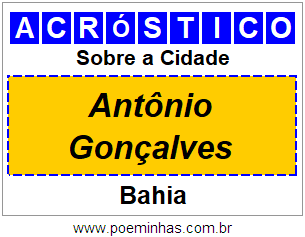 Acróstico Para Imprimir Sobre a Cidade Antônio Gonçalves