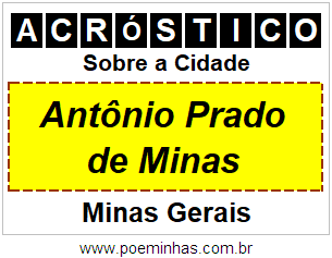 Acróstico Para Imprimir Sobre a Cidade Antônio Prado de Minas