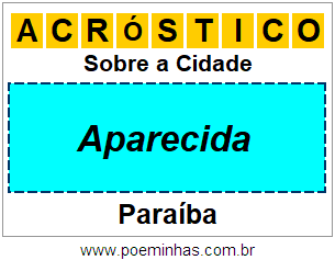 Acróstico Para Imprimir Sobre a Cidade Aparecida