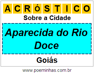 Acróstico Para Imprimir Sobre a Cidade Aparecida do Rio Doce