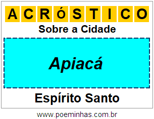 Acróstico Para Imprimir Sobre a Cidade Apiacá