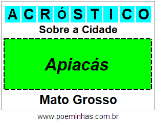 Acróstico Para Imprimir Sobre a Cidade Apiacás