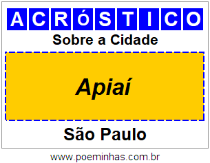 Acróstico Para Imprimir Sobre a Cidade Apiaí