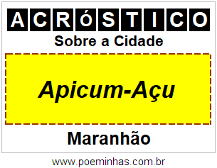 Acróstico Para Imprimir Sobre a Cidade Apicum-Açu