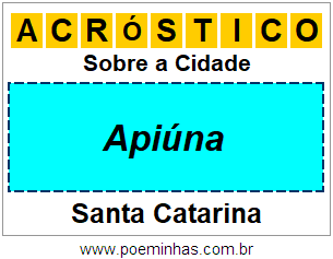 Acróstico Para Imprimir Sobre a Cidade Apiúna