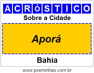 Acróstico Para Imprimir Sobre a Cidade Aporá