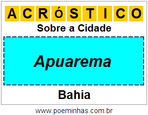 Acróstico Para Imprimir Sobre a Cidade Apuarema