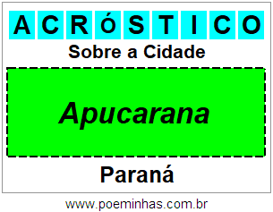 Acróstico Para Imprimir Sobre a Cidade Apucarana