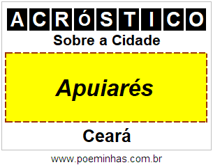 Acróstico Para Imprimir Sobre a Cidade Apuiarés