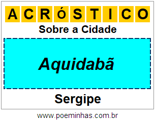 Acróstico Para Imprimir Sobre a Cidade Aquidabã