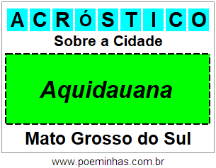 Acróstico Para Imprimir Sobre a Cidade Aquidauana