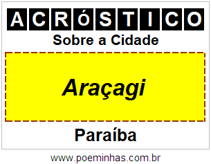 Acróstico Para Imprimir Sobre a Cidade Araçagi