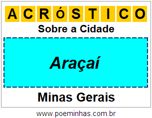 Acróstico Para Imprimir Sobre a Cidade Araçaí