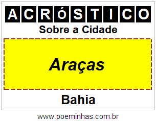 Acróstico Para Imprimir Sobre a Cidade Araças