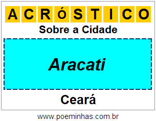 Acróstico Para Imprimir Sobre a Cidade Aracati