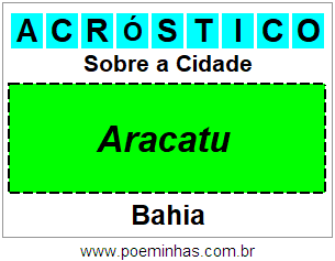 Acróstico Para Imprimir Sobre a Cidade Aracatu