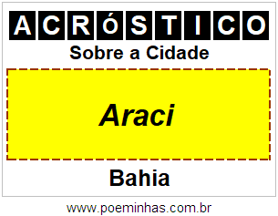 Acróstico Para Imprimir Sobre a Cidade Araci