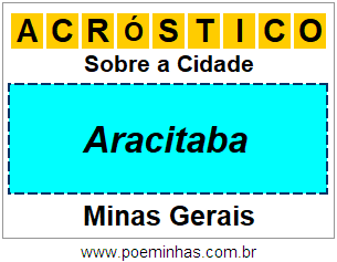 Acróstico Para Imprimir Sobre a Cidade Aracitaba