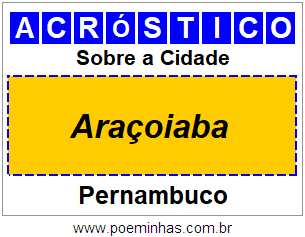 Acróstico Para Imprimir Sobre a Cidade Araçoiaba