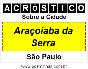 Acróstico Para Imprimir Sobre a Cidade Araçoiaba da Serra