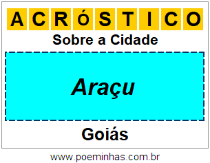 Acróstico Para Imprimir Sobre a Cidade Araçu