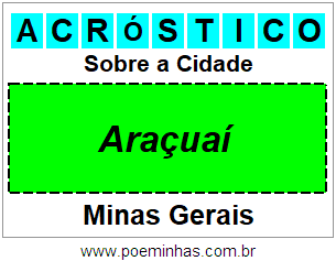 Acróstico Para Imprimir Sobre a Cidade Araçuaí