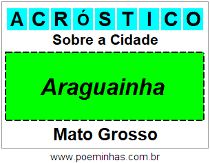 Acróstico Para Imprimir Sobre a Cidade Araguainha