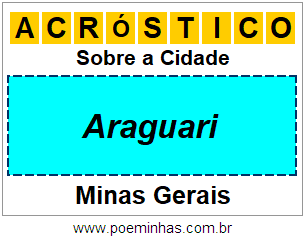 Acróstico Para Imprimir Sobre a Cidade Araguari