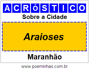 Acróstico Para Imprimir Sobre a Cidade Araioses