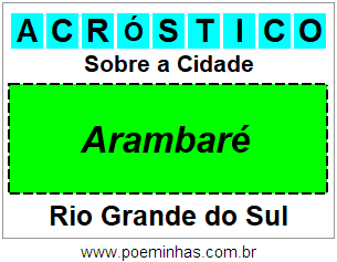 Acróstico Para Imprimir Sobre a Cidade Arambaré