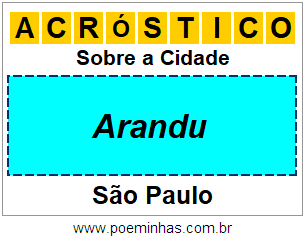 Acróstico Para Imprimir Sobre a Cidade Arandu