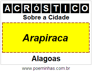 Acróstico Para Imprimir Sobre a Cidade Arapiraca