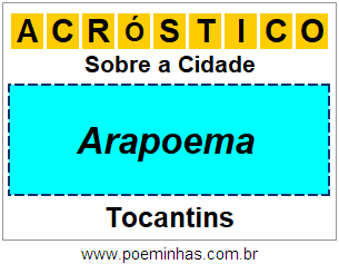 Acróstico Para Imprimir Sobre a Cidade Arapoema