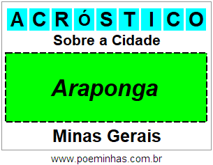 Acróstico Para Imprimir Sobre a Cidade Araponga