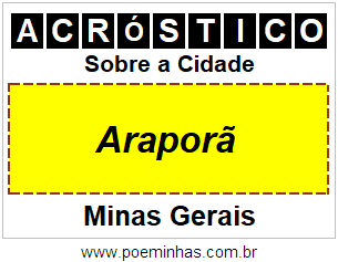 Acróstico Para Imprimir Sobre a Cidade Araporã