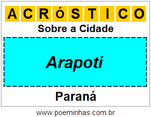 Acróstico Para Imprimir Sobre a Cidade Arapoti