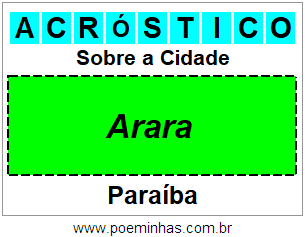 Acróstico Para Imprimir Sobre a Cidade Arara