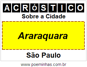 Acróstico Para Imprimir Sobre a Cidade Araraquara