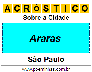 Acróstico Para Imprimir Sobre a Cidade Araras