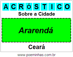 Acróstico Para Imprimir Sobre a Cidade Ararendá