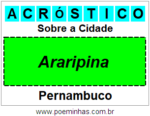 Acróstico Para Imprimir Sobre a Cidade Araripina