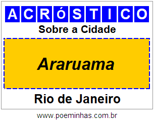 Acróstico Para Imprimir Sobre a Cidade Araruama