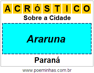 Acróstico Para Imprimir Sobre a Cidade Araruna